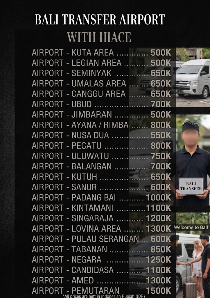 brosur transfer airport bali with hiace
